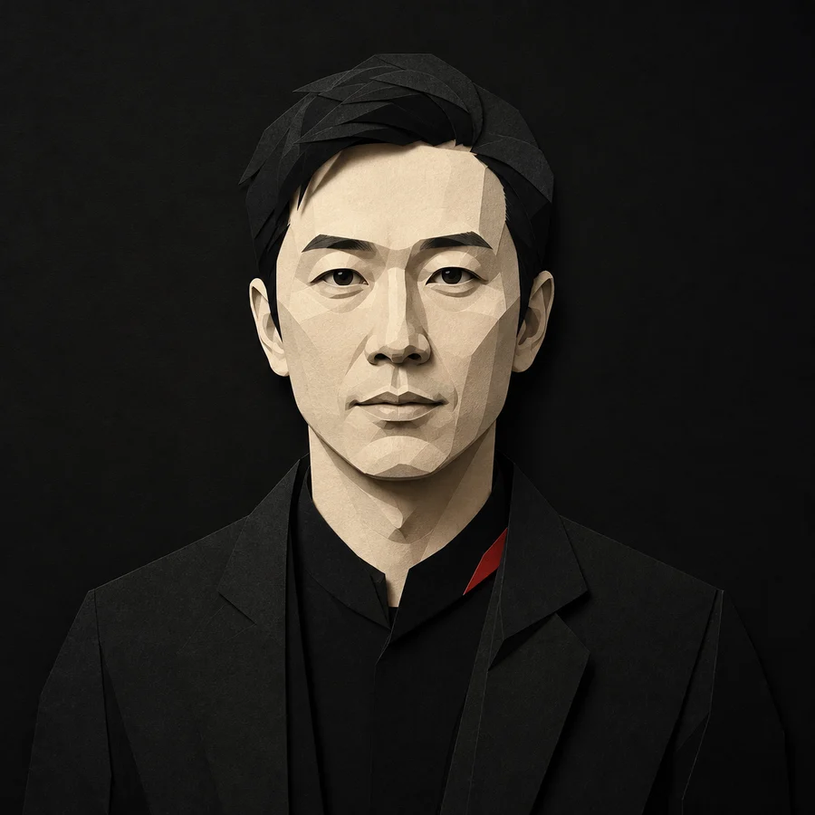 Synthetic paper portrait representing Ari Tan